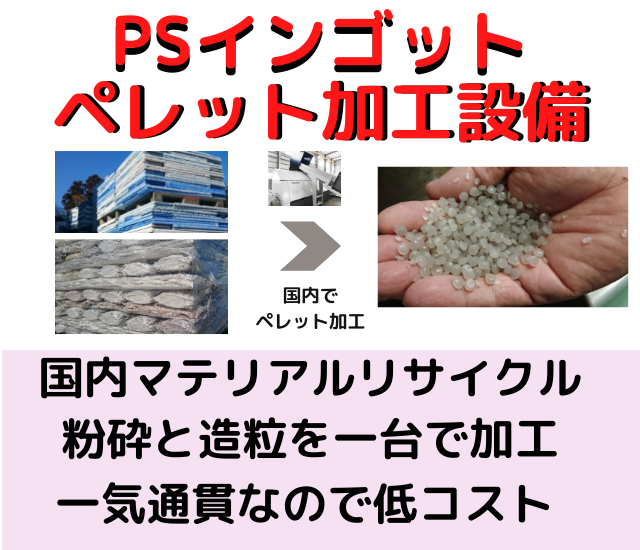 発泡スチロールインゴットからペレットを製造できる押出機